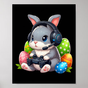 Affiche Garçons Joyeux Jour de Pâques Jeu Vidéo Oeuf Bunny