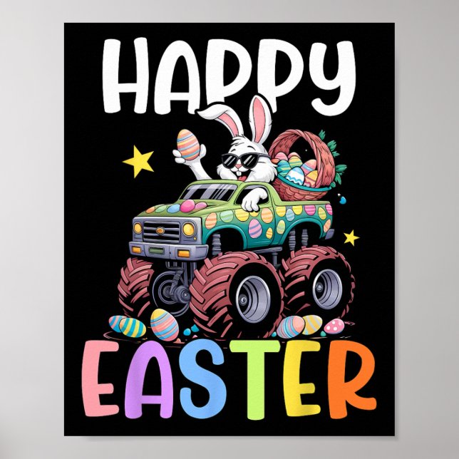 Affiche Garçons Joyeux Monstre de Pâques Camion OEufs de P (Devant)
