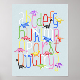 Affiche Garçons Mignon Dinosaure ABC Alphabet Enfants