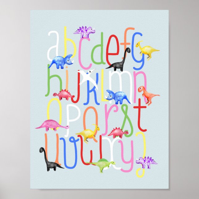 Affiche Garçons Mignon Dinosaure ABC Alphabet Enfants (Devant)