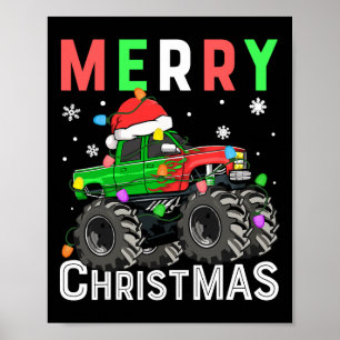 Affiche Garçons Monster Camion Joyeux Noël Santa Hat Enfan