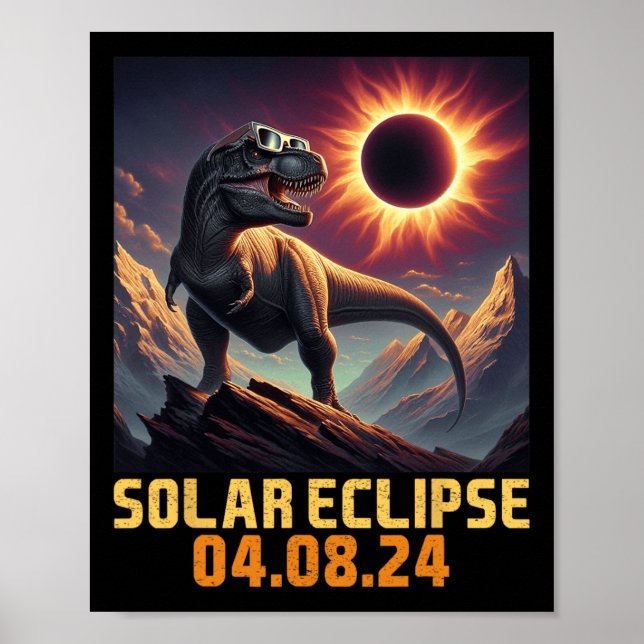 Affiche Garçons T Rex Dinosaur Astronaut Total Éclipse Sol (Devant)