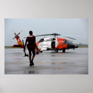 Affiche Garde côtière Secourir nageur et MH-60 Jayhawk