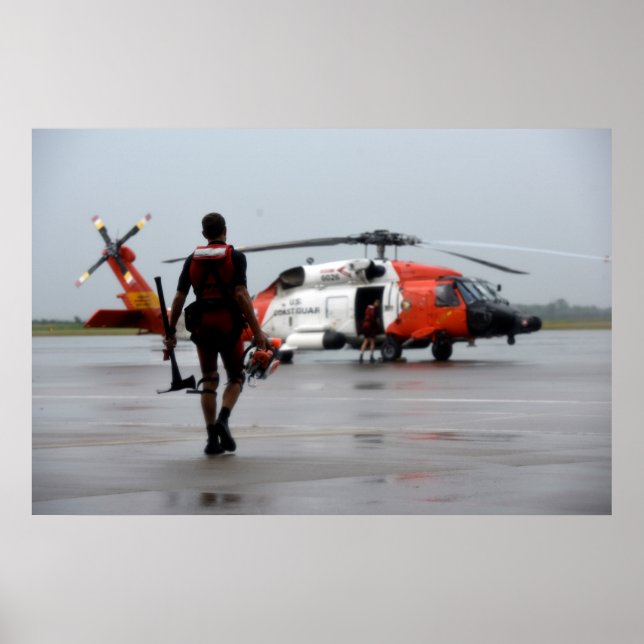 Affiche Garde côtière Secourir nageur et MH-60 Jayhawk (Devant)