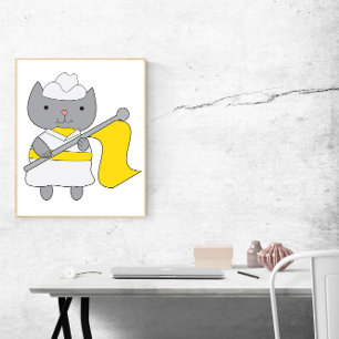 Affiche Garde couleur chat Jaune et blanc
