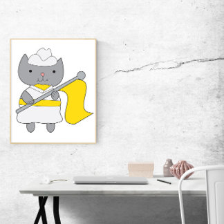 Affiche Garde couleur chat Jaune et blanc