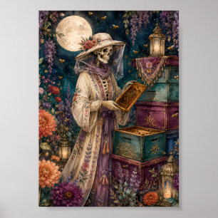 Affiche Garde d'abeilles squelette gothique Art Whimsigoth