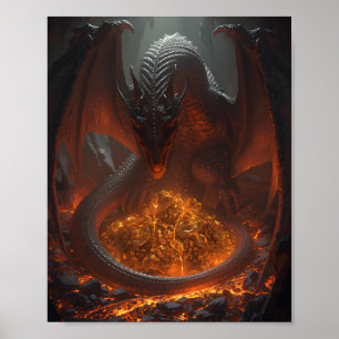 Affiche Garde de dragon de feu sombre Trésor – Art Fantast