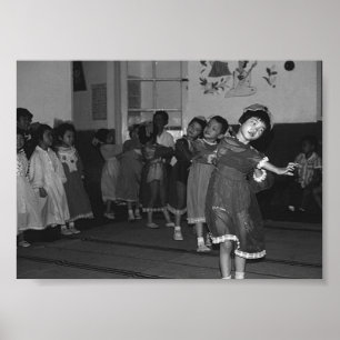Affiche Garde d'enfants à Shanghai en Chine vintage
