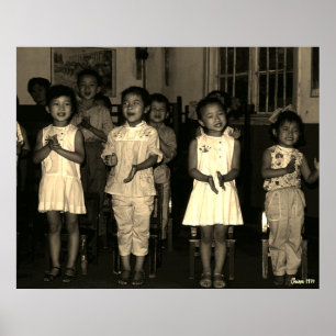 Affiche Garde d'enfants Vintage Chine Changsha