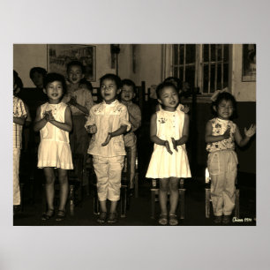 Affiche Garde d'enfants Vintage Chine Changsha