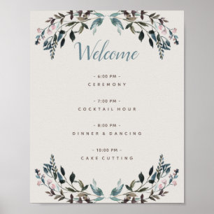 Affiche Garden Crest Eggshell Floral Wedding Programme