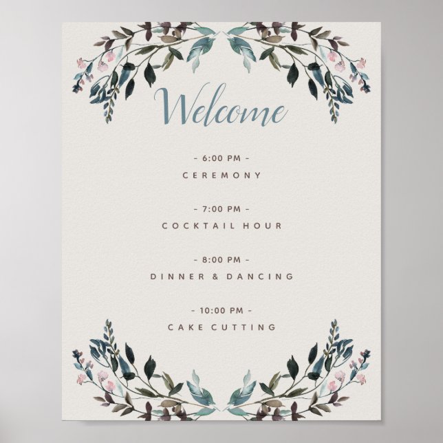 Affiche Garden Crest Eggshell Floral Wedding Programme (Devant)