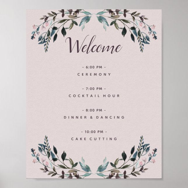 Affiche Garden Crest Mauve Purple Floral Wedding Programme (Devant)