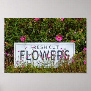 Affiche Garden flowers with fresh cut flower sign 0711