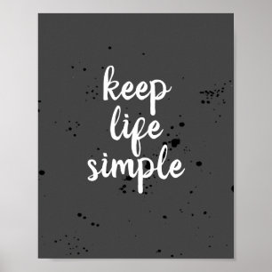 Affiche garder la vie simple citation typographie