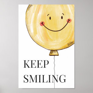 Affiche Garder souriant Jaune mignon Balloon sourire heure