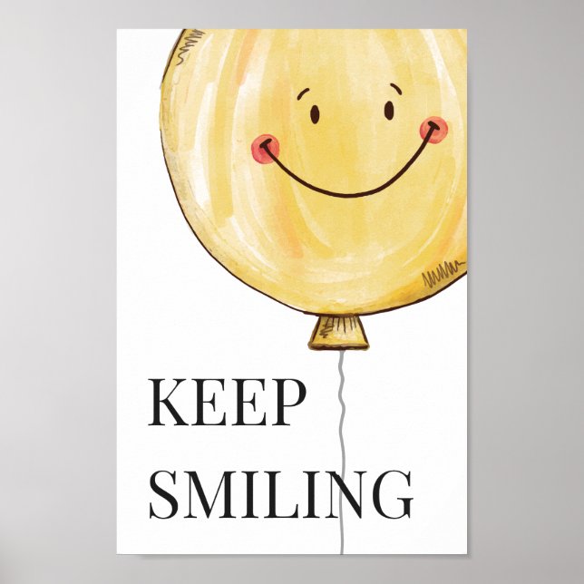 Affiche Garder souriant Jaune mignon Balloon sourire heure (Devant)