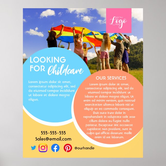 Affiche garderie après l'école garderie enfant (Devant)