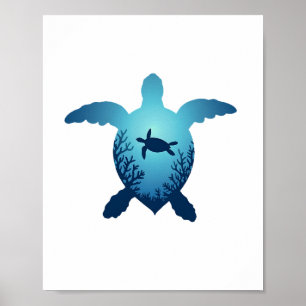 Affiche Gardez la mer sans plastique Sauvez les tortues de