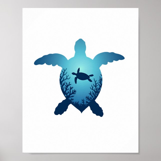 Affiche Gardez la mer sans plastique Sauvez les tortues de (Devant)