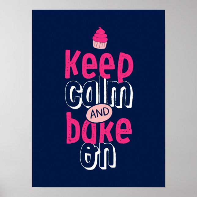 Affiche Gardez Le Bake Calme Sur L'Affiche Cute Cupcake Ba (Devant)