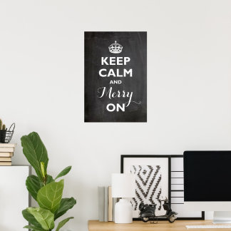 Affiche Gardez Le Calme Et Le Joyeux Sur Chalkboard Drôle