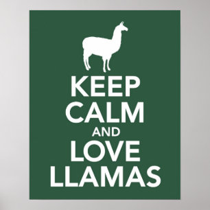 Affiche Gardez le calme et les lamas d'amour impriment ou