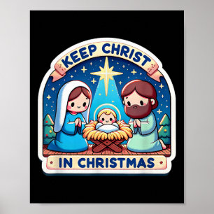Affiche Gardez le Christ dans la scène de la Nativité de N