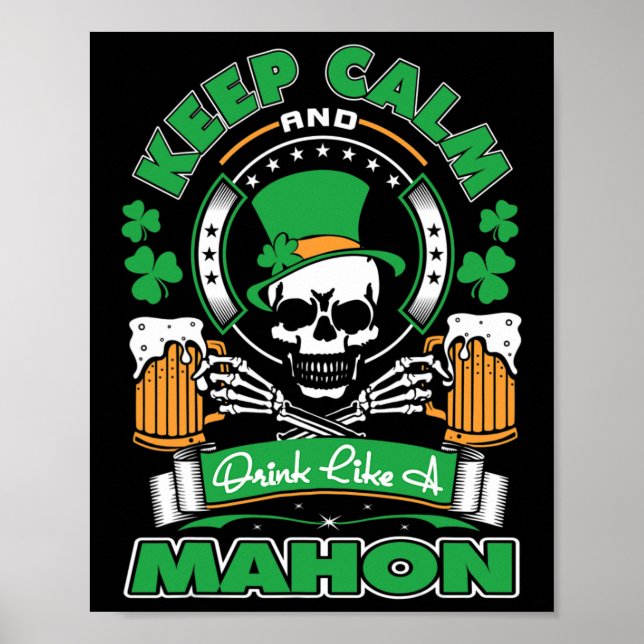 Affiche Gardez votre calme Buvez comme Mahon Saint-Patrick (Devant)