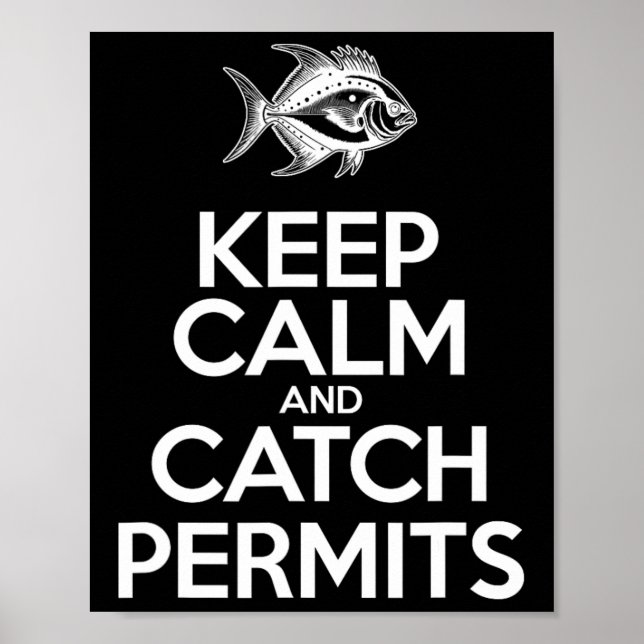 Affiche Gardez votre calme et attrapez du poisson - Permis (Devant)
