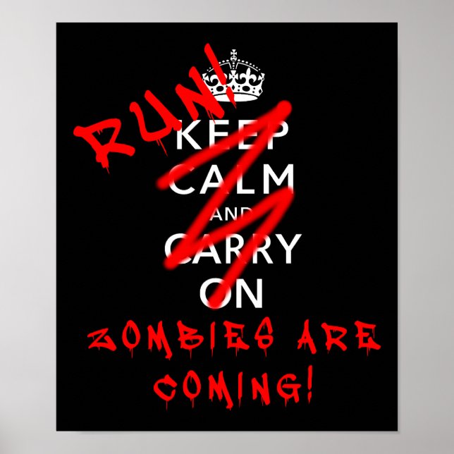 Affiche Gardez votre calme et continuez les zombies Affich (Devant)