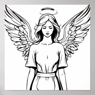 Affiche Gardien Angel Girl Noir et Blanc