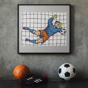Affiche Gardien de but de football en plongée