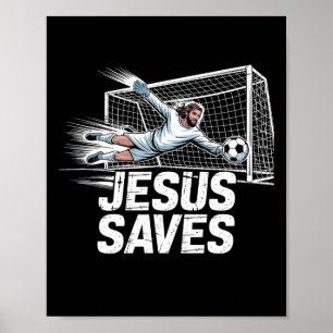 Affiche Gardien de but de football Jésus sauve chrétien So
