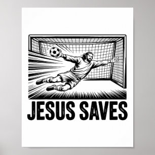 Affiche Gardien de but de football Jésus sauve chrétien So
