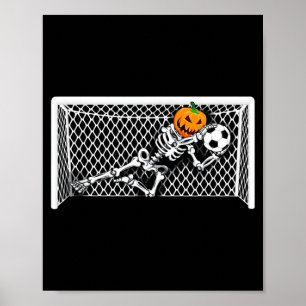 Affiche Gardien de but de football squelettique Citrouille