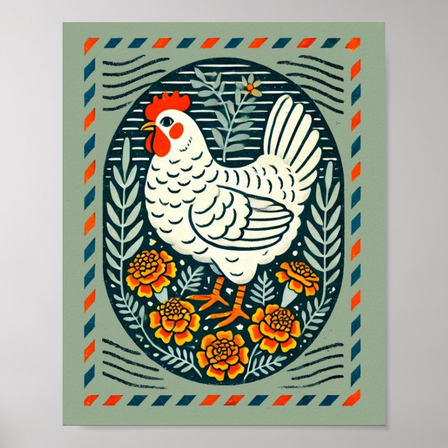Affiche Gardien de côtelettes de poulets mignonnes (Devant)