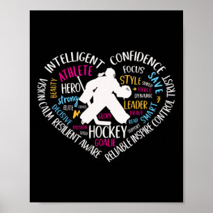 Affiche Gardien de hockey sur gazon pour filles Amour Cœur