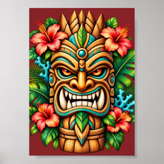 Affiche Gardien Tiki Couronne d'Hibiscus