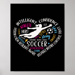 Affiche Gardienne de but de football féminin Amour de coeu