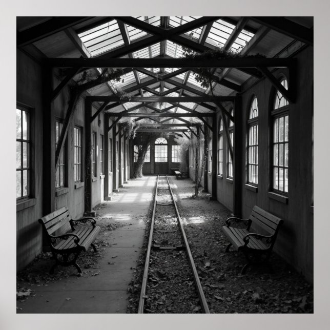Affiche Gare abandonnée - Charcoal Art (Devant)