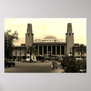 Affiche Gare centrale ferroviaire vintage de Bagdad en Ira