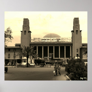 Affiche Gare centrale ferroviaire vintage de Bagdad en Ira