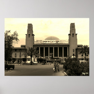 Affiche Gare centrale ferroviaire vintage de Bagdad en Ira