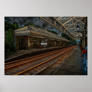 Affiche Gare de Hebden Bridge Art Néon Vintage