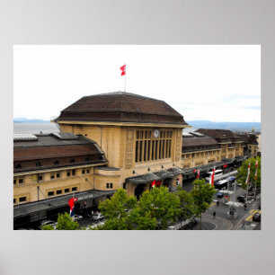 Affiche Gare de Lausanne en Suisse