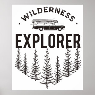 Affiche Gare de l'explorateur de la nature Wagon Canoë Arb