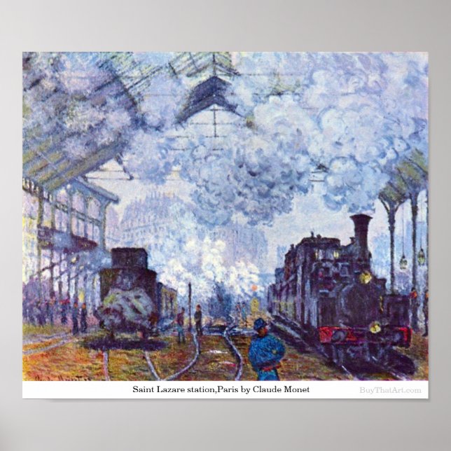 Affiche Gare Saint Lazare, Paris par Claude Monet (Devant)
