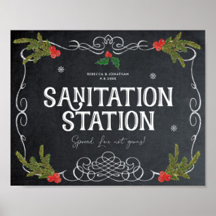 Affiche Gare sanitaire Signal de mariage d'hiver de noël